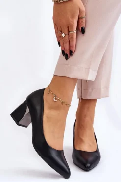 Eleganckie Czółenka Na Słupku Czarne Emma