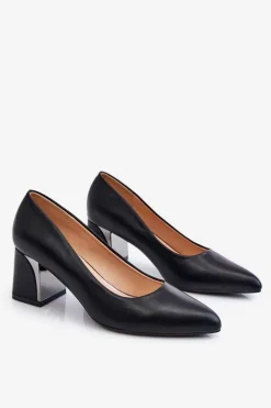 Eleganckie Czółenka Na Słupku Czarne Emma