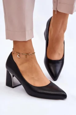 Eleganckie Czółenka Na Słupku Czarne Emma