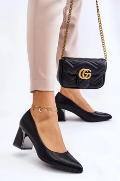 Eleganckie Czółenka Na Słupku Czarne Emma