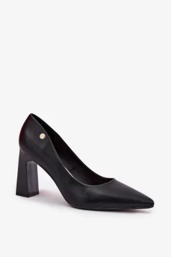 Eleganckie Czółenka Na Słupkowym Obcasie Vinceza 62221 Czarne