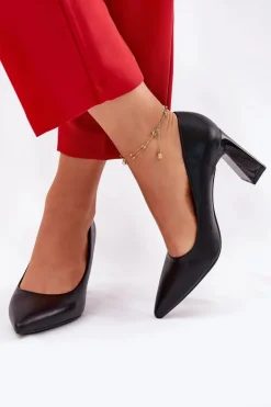 Eleganckie Czółenka Na Słupkowym Obcasie Vinceza 62221 Czarne