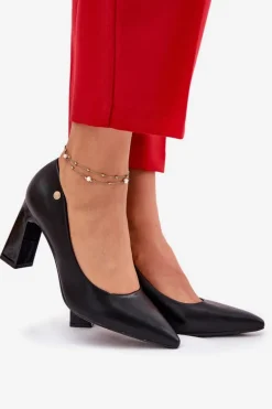 Eleganckie Czółenka Na Słupkowym Obcasie Vinceza 62221 Czarne