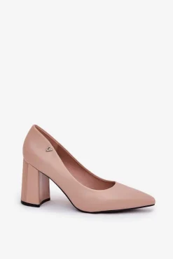 Eleganckie Czółenka Na Słupku Vinceza 62220 Beżowe