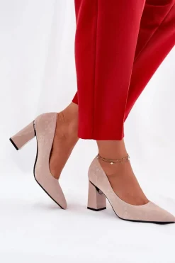 Eleganckie Czółenka Na Słupku W Różowe Vinceza 62223 Beżowe