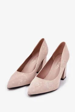 Eleganckie Czółenka Na Słupku W Różowe Vinceza 62223 Beżowe