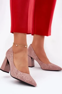 Eleganckie Czółenka Na Słupku W Różowe Vinceza 62223 Różowe