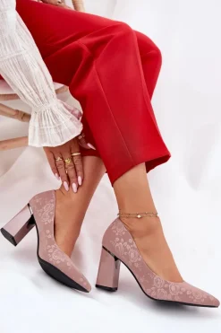 Eleganckie Czółenka Na Słupku W Różowe Vinceza 62223 Różowe