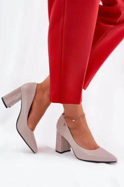 Eleganckie Czółenka Na Słupku Vinceza 62220 Szare