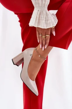 Eleganckie Czółenka Na Słupku Vinceza 62220 Szare