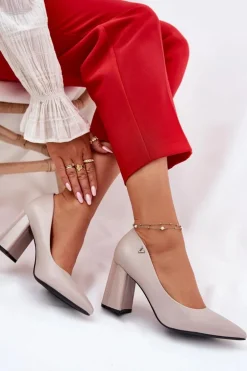 Eleganckie Czółenka Na Słupku Vinceza 62220 Szare