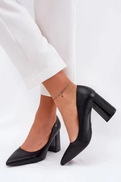 Eleganckie Czółenka Na Słupku Vinceza 62220 Czarne