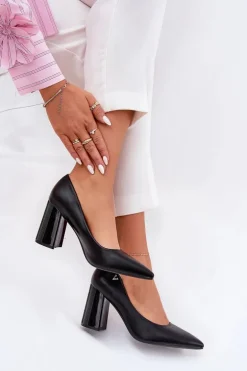 Eleganckie Czółenka Na Słupku Vinceza 62220 Czarne