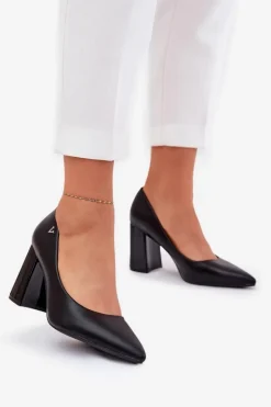 Eleganckie Czółenka Na Słupku Vinceza 62220 Czarne