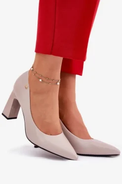 Eleganckie Czółenka Na Słupkowym Obcasie Vinceza 62221 Szare