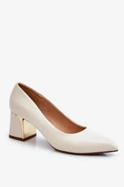 Eleganckie Czółenka Na Słupku Beżowe Emma