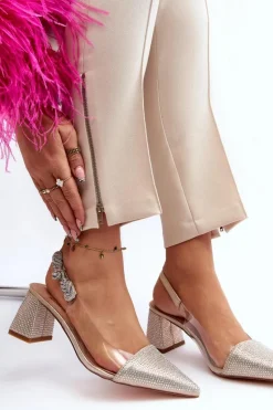 Eleganckie Czółenka W Szpic D&A MR91292-1 Złote