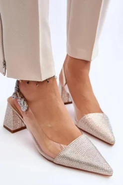 Eleganckie Czółenka W Szpic D&A MR91292-1 Złote