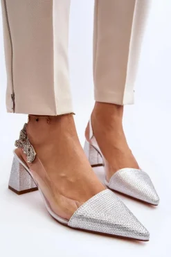 Eleganckie Czółenka W Szpic D&A MR91292-1 Srebrne
