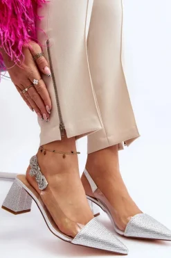 Eleganckie Czółenka W Szpic D&A MR91292-1 Srebrne