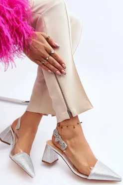 Eleganckie Czółenka W Szpic D&A MR91292-1 Srebrne