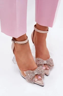 Eleganckie Czółenka Z Kokardą Vinceza 62212 Beżowe