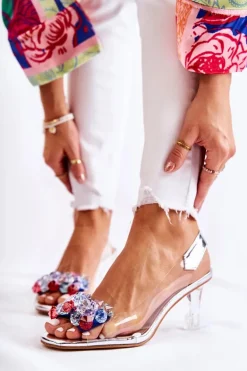 Eleganckie Czółenka Z Ozdobą Srebrne Amalia