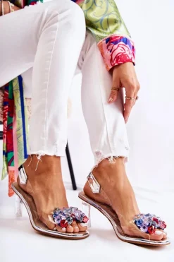 Eleganckie Czółenka Z Ozdobą Srebrne Amalia