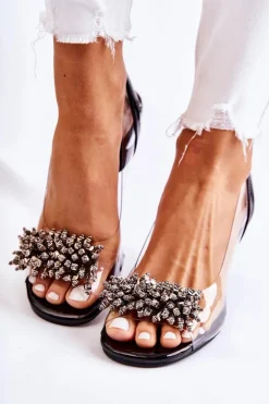 Eleganckie Czółenka Z Ozdobą Czarne Phenia