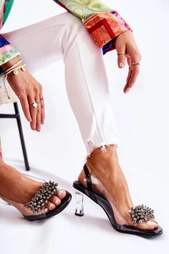 Eleganckie Czółenka Z Ozdobą Czarne Phenia