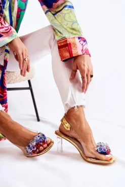 Eleganckie Czółenka Z Ozdobą Złote Amalia