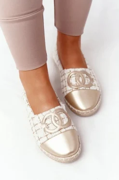 Eleganckie Damskie Espadryle Złote Be My Love