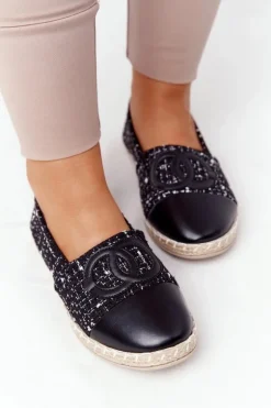 Eleganckie Damskie Espadryle Czarne Be My Love