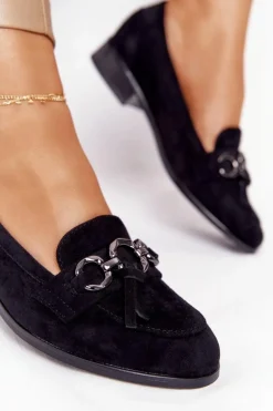 Eleganckie Damskie Mokasyny Vinceza 10585 Zamszowe Czarne