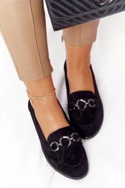 Eleganckie Damskie Mokasyny Vinceza 10585 Zamszowe Czarne