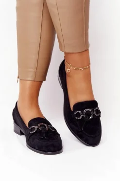 Eleganckie Damskie Mokasyny Vinceza 10585 Zamszowe Czarne