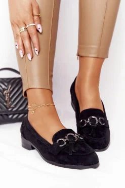 Eleganckie Damskie Mokasyny Vinceza 10585 Zamszowe Czarne