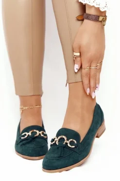Eleganckie Damskie Mokasyny Vinceza 10585 Zamszowe Zielone