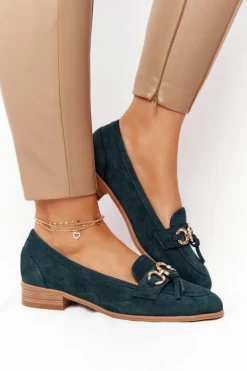 Eleganckie Damskie Mokasyny Vinceza 10585 Zamszowe Zielone