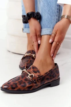 Eleganckie Damskie Mokasyny S.Barski Leopard