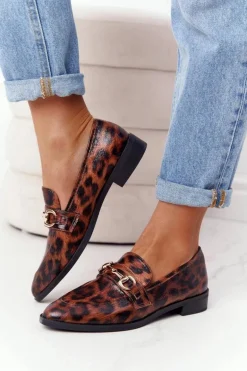 Eleganckie Damskie Mokasyny S.Barski Leopard