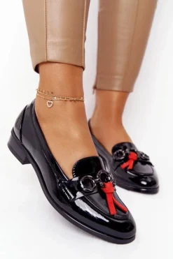 Eleganckie Damskie Mokasyny Vinceza 10585 Lakierowane Czarne