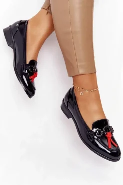 Eleganckie Damskie Mokasyny Vinceza 10585 Lakierowane Czarne