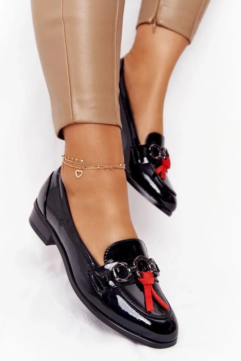 Eleganckie Damskie Mokasyny Vinceza 10585 Lakierowane Czarne