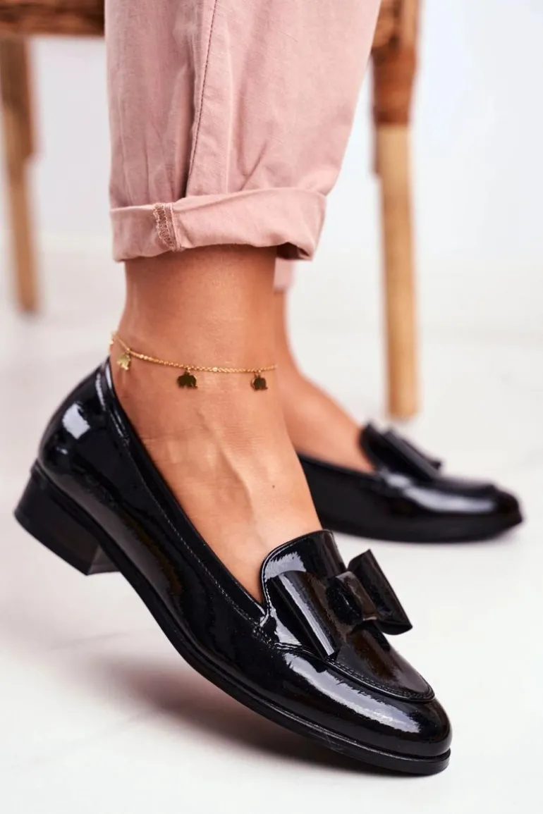 Eleganckie Damskie Mokasyny Vinceza 10570 Lakierowane Czarne