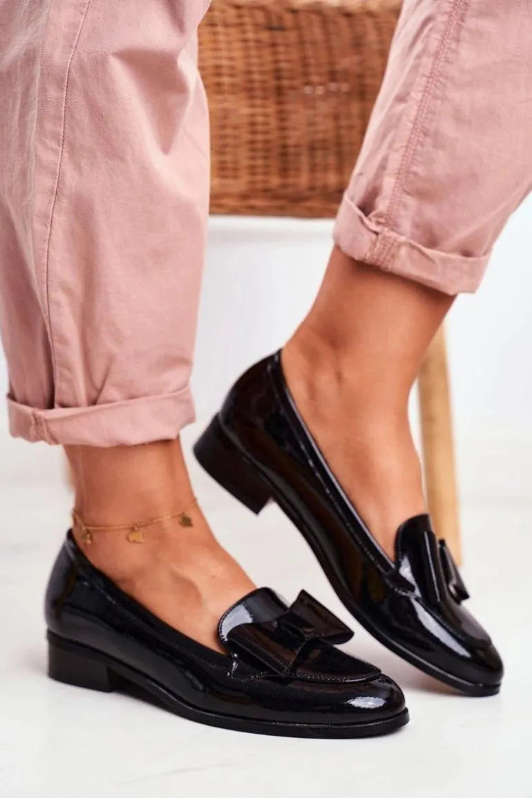 Eleganckie Damskie Mokasyny Vinceza 10570 Lakierowane Czarne