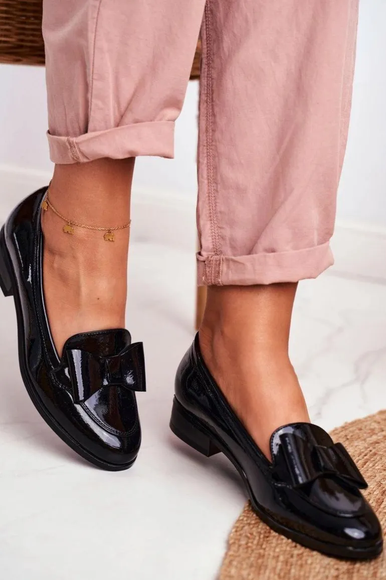 Eleganckie Damskie Mokasyny Vinceza 10570 Lakierowane Czarne