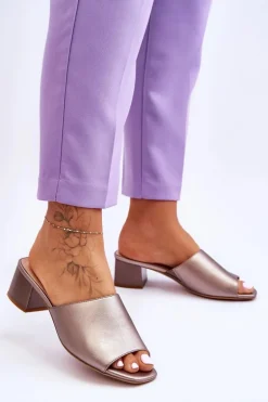 Eleganckie Gładkie Klapki Sergio Leone KL317 Ciemnosrebrne