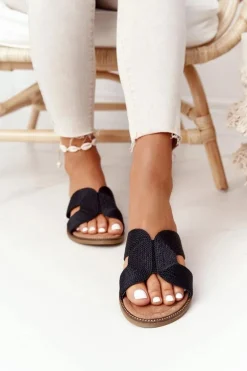 Eleganckie Klapki Damskie S.Barski Czarne