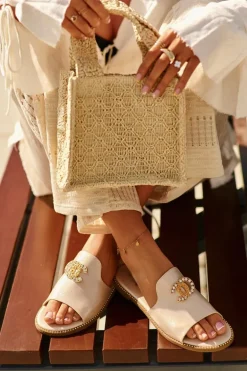 Eleganckie Klapki Damskie Błyszczące Z Ozdobą S.Barski KV27-050 Złote